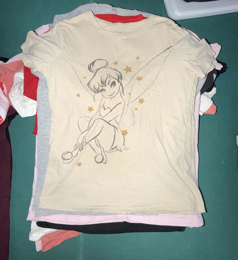 Tinker Bell Shirt Womens XS Tan Short Sleeve Disney